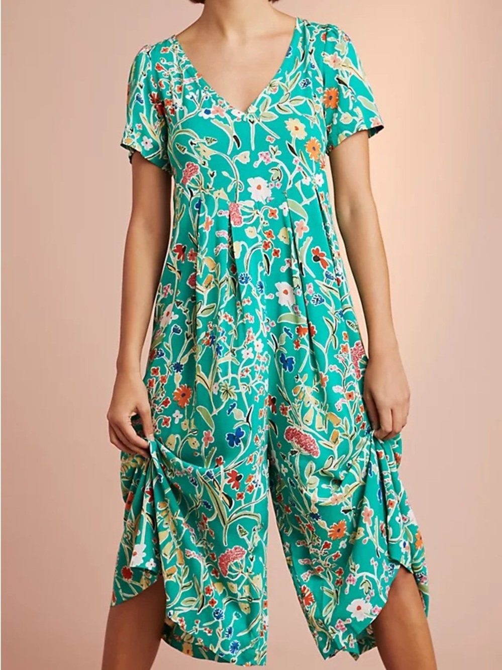 Anthropologie Floreat Yardley Sleep Jumpsuit Green